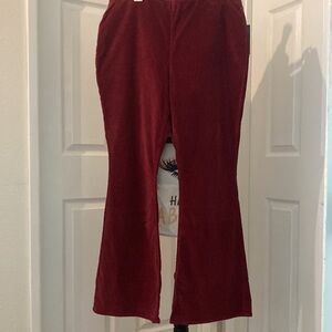 Boho NWT Pant Sz 15-17 XL Burgundy Corduroy bell flare pull on pants 0025